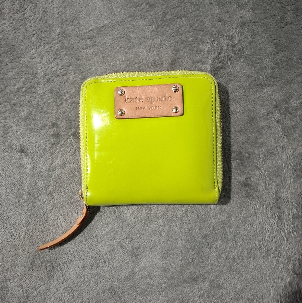 kate spade New York Lime Patent Zip-Around Wallet